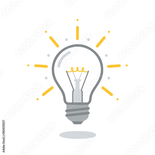 A simple, glowing light bulb illustration symbolizing ideas and innovation on a clean white background.
