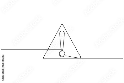 Exclamation mark one line art minimal continuous line drawing outline icon
