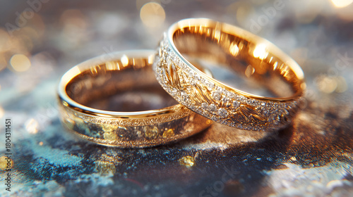 wedding rings on the table