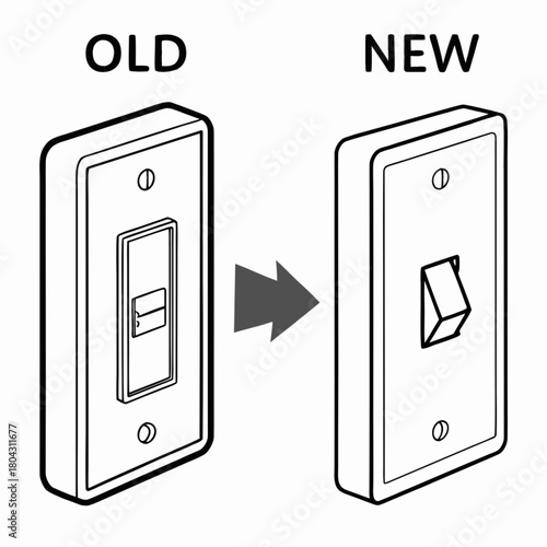 Upgrade your home with new light switches for a modern and safe electrical system, showing before and after with toggle switch, easy to understand diagram