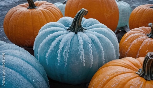 Frozen Polka Ice Pumpkins as Surreal Art Objects. 3