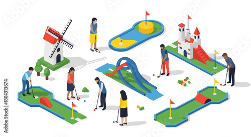 Exciting miniature golf course adventure with friends, perfect for summer fun and family outings, creating joyful memories with loved ones