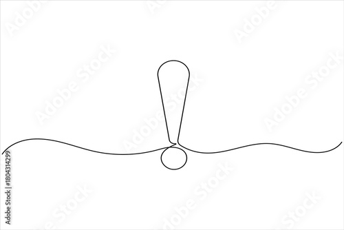 Exclamation mark one line art minimal continuous line drawing outline icon