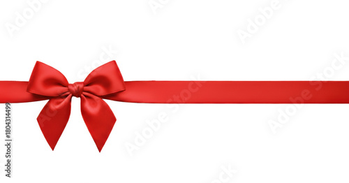Bild auf Leinwand Vibrant red silk ribbon and bow horizontal element