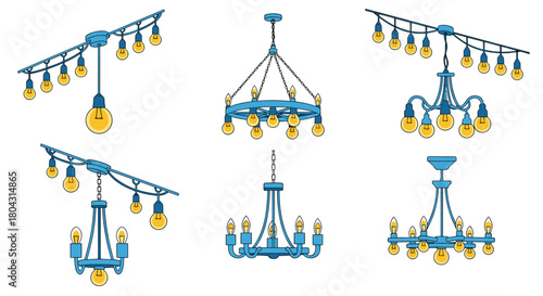 Elegant blue chandelier collection bringing modern charm to any room with a variety of stylish lighting fixtures for a bright and inviting ambiance