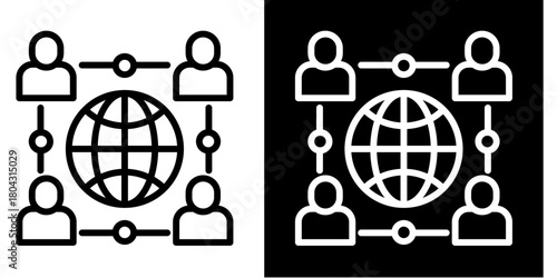 Outsourcing Network  Icon Set White Style Collection
