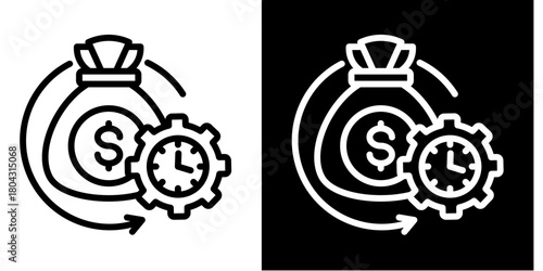 Cost Efficiency  Icon Set White Style Collection
