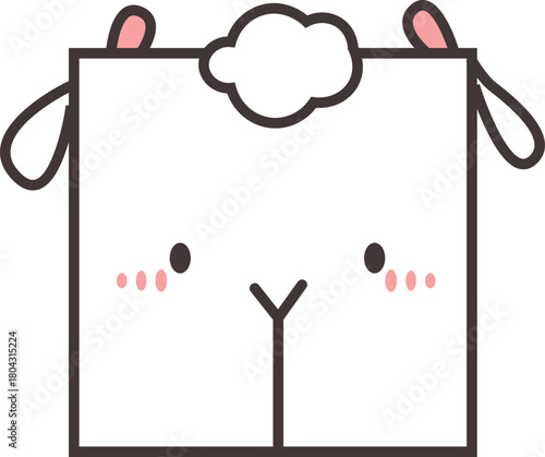 Cute Sheep Cartoon Vector with Blush and Floppy Ears