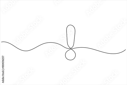 Exclamation mark one line art minimal continuous line drawing outline icon