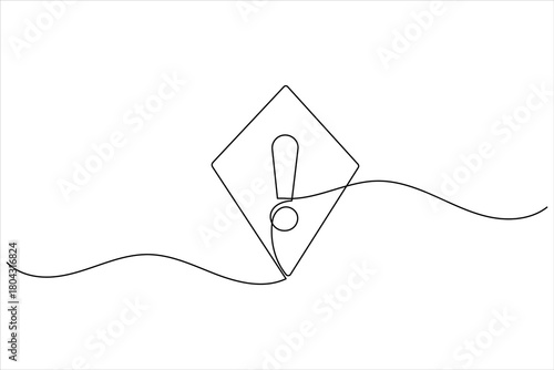 Exclamation mark one line art minimal continuous line drawing outline icon