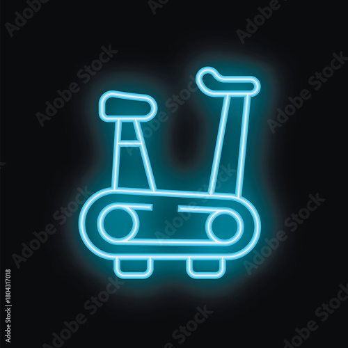 Blue neon sign fitness stationary bike icon representing healthy lifestyle