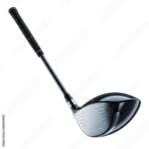 Professional Golf Club Driver Studio Shot with Reflective Lighting and Black Background