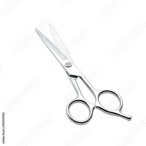 Professional Silver Metal Hair Cutting Scissors Isolated on Black Background Close Up Studio Shot Showing Detail and Sharpness