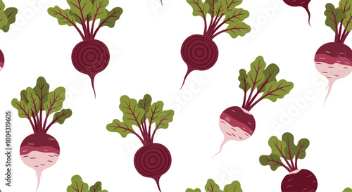 Vibrant beet pattern for modern kitchen decor and healthy lifestyle designs featuring fresh organic produce and earth-toned colors