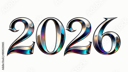 Creative art word "2026", hand-drawn vector illustration