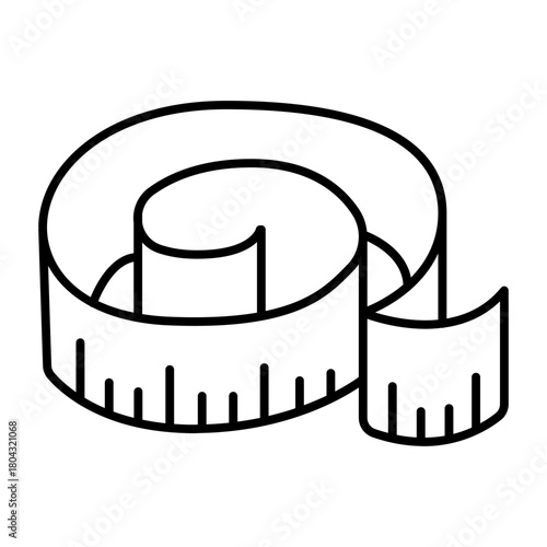 Ruler for measuring waist size thin line icon, sewing tools concept. Vector graphics. Tape ruler for width measure sign on white background, style icon mobile or web design.