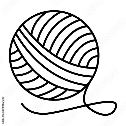 Ball of threads thin line icon, sewing tools concept. Vector graphics. Threads ball for knitting, handicraft accessory sign on white background, style icon mobile or web design.