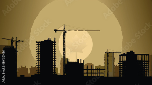 Modern high rise architectural silhouettes showcasing sleek urban cityscapes with clean lines and geometric forms perfect for architectural design and city planning projects
