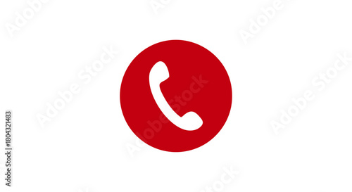 Phone Icon – Red Circle Call Button Vector, Simple Emergency Symbol