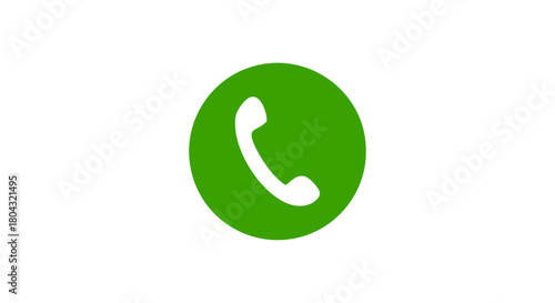 Phone Icon – Green Circle Call Button Vector, Simple Contact Symbol