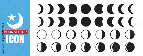 Comprehensive Moon Phases Vector Icon Set