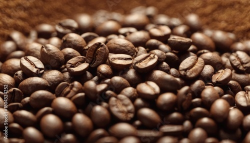 Generated Image Hyper-detailed macro shot of the inside of a coffee bean grinding, showing textured surfaces and tiny particles mid-air. 4