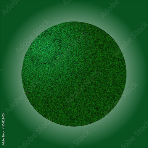 A lush green orb filled with fine, grass-like texture sits at the center, glowing softly outward to create a natural, earthy, soothing ambience.
