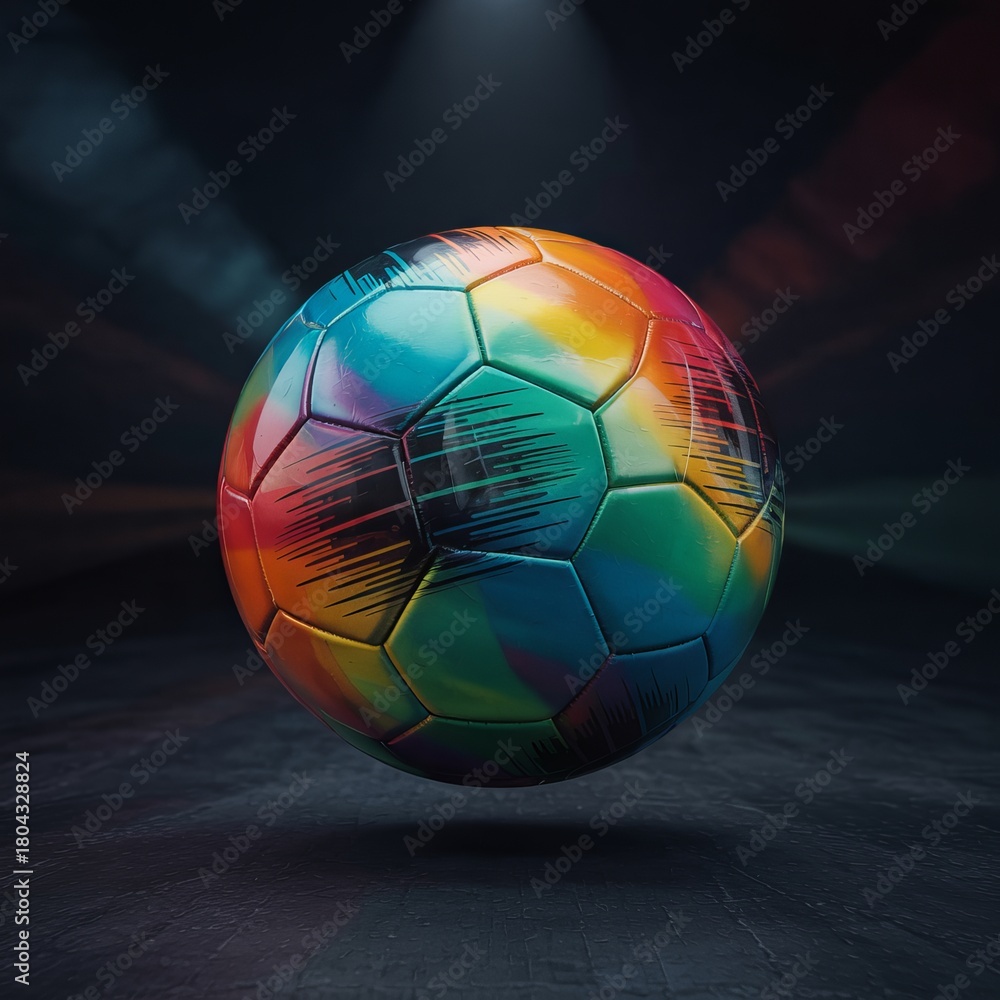 Fototapeta premium Dynamic Rainbow Soccer Ball
