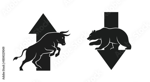 Illustration of bull and bear symbols representing stock market trends