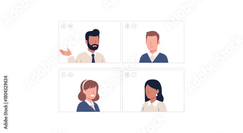 Illustration of four people in a video conference call