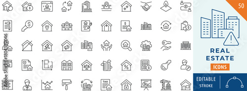 Real estate icon collection set. Editable stroke.