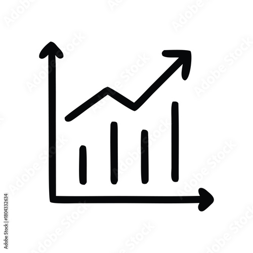 Hand-Drawn Growth Chart Illustration for Business Success and Positive Trends