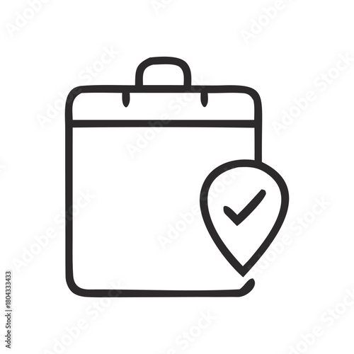 Travel Plan Confirmed Suitcase with Checkmark Location Icon