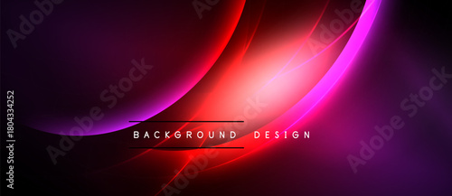 Abstract background features vibrant pink, red hues. Smooth curves create dynamic visual effect. Modern design elements present.