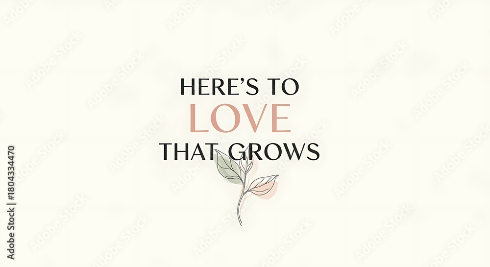 Fototapeta premium A minimalist illustration of a sprouting plant with the phrase love that grows