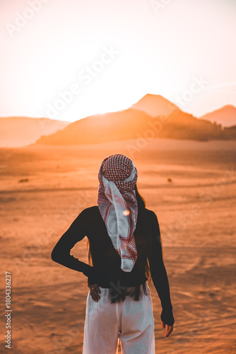 young woman in desert