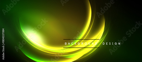 Abstract neon glow. Dynamic curves create vibrant light effect. Dark background emphasizes luminosity, modern design element.