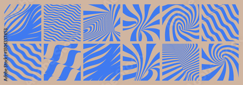 Wavy striped pattern. Optical illusion. Abstract background made of distorted lines. Rotation and swirling movement. Illustration for brochure, poster, presentation, flyer or banner.