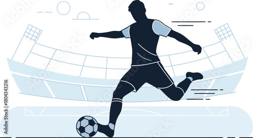 Football Player Silhouette Vector – Stadium Kick Action