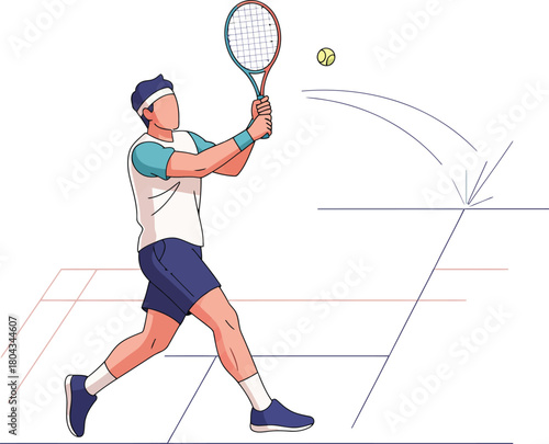 Tennis Player Hitting Ball Vector Illustration – Active Sports Design