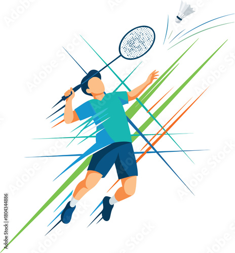 Badminton Player Vector Illustration – Smash Action Sports Design