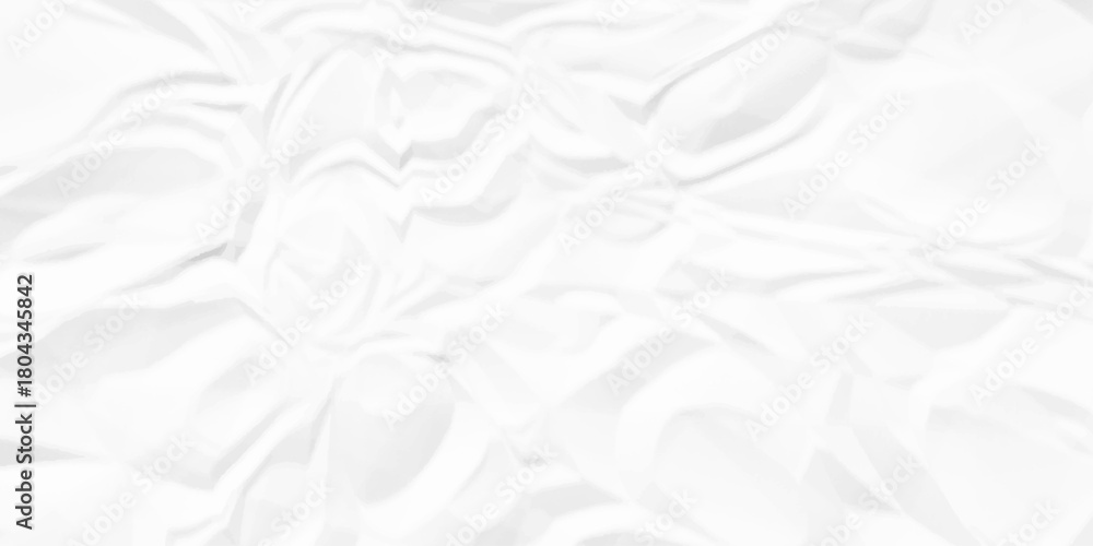 Fototapeta premium Crumpled paper Blank white crumpled and creased paper poster. Isolated light grungy parchment torn old paper material abstract texture.