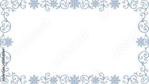 Valokuva Horizontal white and blue Christmas background/template featuring a decorative,