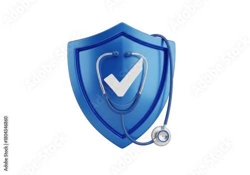 Blue shield with stethoscope and check mark isolated on white background Free Download Blue shield with stethoscope and check mark isolated on white background - GFXLoad