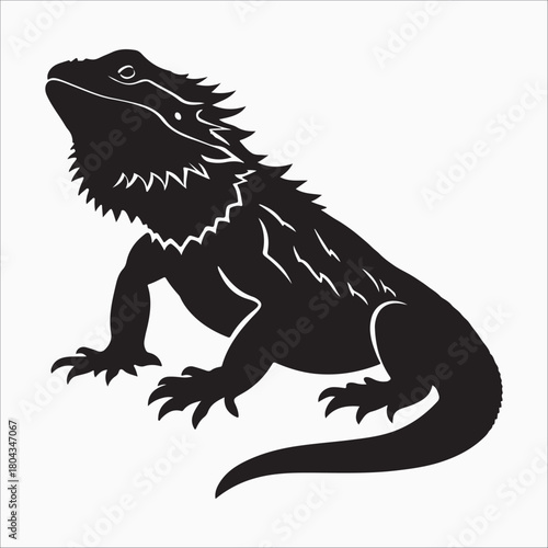  bearded dragon lizard silhouette vector on white background