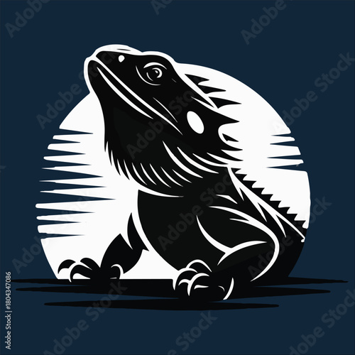  bearded dragon lizard silhouette vector on white background