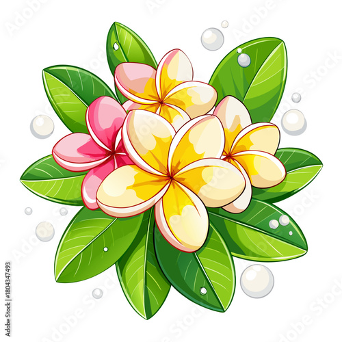 frangipani plumeria hawaiian foam on white background