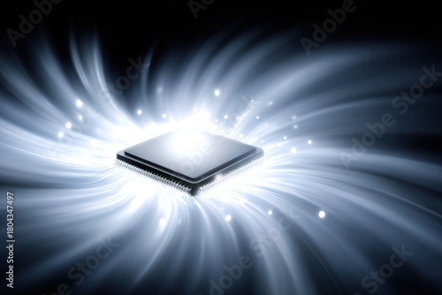 Digital Nucleus: A conceptual image showcases a luminous central processing unit (CPU), radiating with energy and innovation, symbolizing the heart of modern technology.