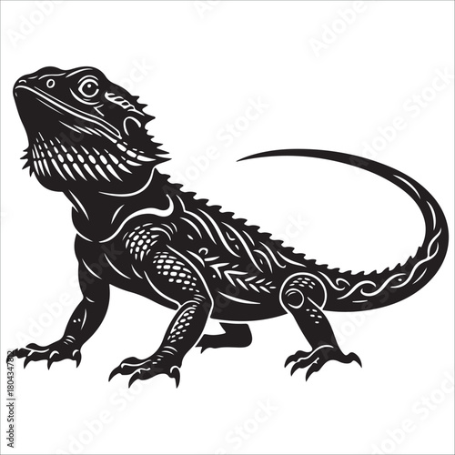  bearded dragon lizard silhouette vector on white background
