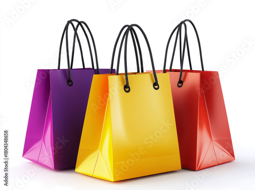 colorful shopping bags isolated on a transparent  background. 